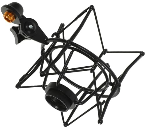 FUTUREORYY Soporte de Micrófono Metálico Antivibración Estable para Condensador Montaje Suspensión Araña Negro para Grabación y Radio