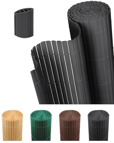 paramondo PVC Sichtschutzmatte Sichtschutzzaun 180 x 500 cm Dreifache Verstärkung für Garten Terrasse, Privatsphäre Balkon Sichtschutz Zaun Windschutz Wetterfest mit Strukturierte Oberfläche Anthrazit