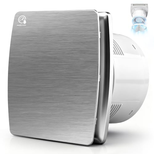 DENEWERK Ventilador extractor con temporizador y sensor de humedad, plateado, 100 mm