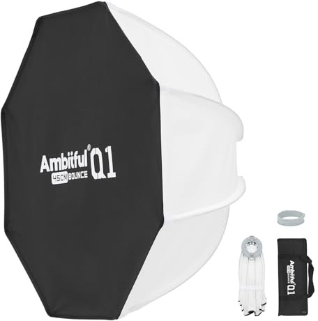 AMBITFUL Q1 Softbox de liberación rápida, modificador de iluminación de fotografía, estilos de bola, octa, tira y rebote (soporte Godox, rebote de 18 pulgadas)