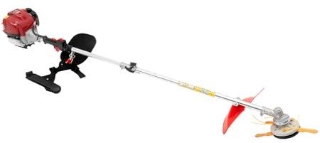 2-i-1 friskärare, 750 W bensingrästrimmer, 4-taktsmotor, 8 500 varv/min, med 2 skärhuvuden, bärrem, 650 ml stor tank – trådlös gräsklippare lämplig för gräs- och buskskärning
