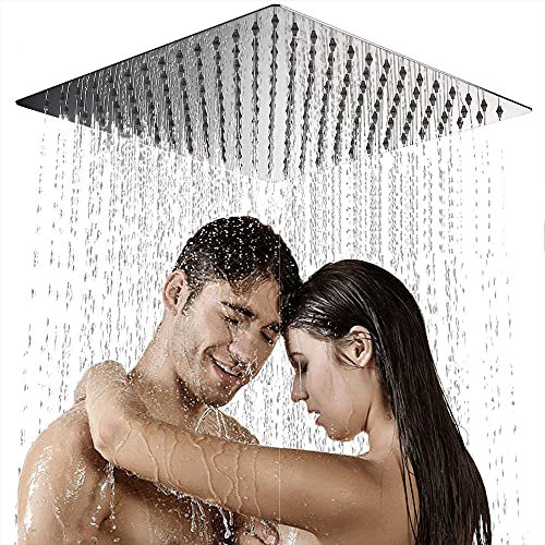 Soffione doccia 40 x 40 cm quadrato 16 pollici grande ultra sottile in acciaio inox cascata bagno doccia testa Chrome Casa moderna