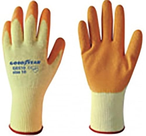 Goodyear Guantes de algodón y látex talla 10 blanco/naranja, guantes de trabajo