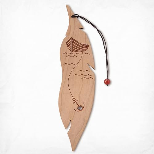Lesezeichen aus Holz, Jahrestag Geschenk, Anker mit Herz, MinaturArt