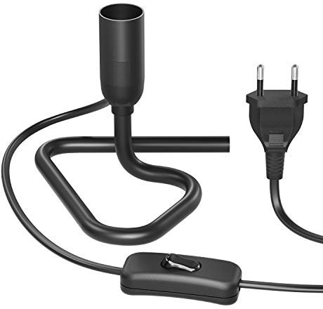 ledscom.de Tischlampe/Lampenfassung/Triangle-Dreieckfuß TRIN, Schalter, Aluminium, schwarz, 1x E14 max. 60W