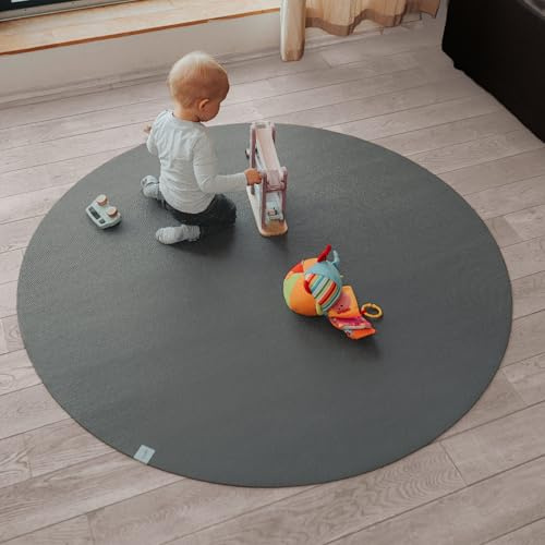 Sanosoft Runde Krabbelmatte | Krabbelunterlage Made in Germany - Öko-Tex 100-180cm Grau