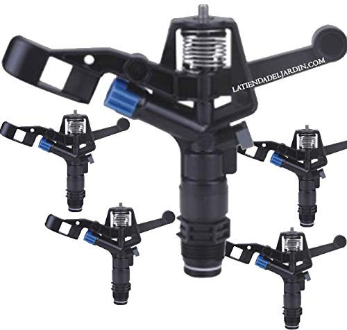 Suinga Set di 5 Irrigatore Circolare da 3/4'', 13-18 m, modello simile a Naandanjain 5035, nero