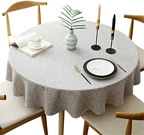 Schwere Runde Tischtuch, Dekorative Einfarbige Tischdecke, Baumwoll Leinen Tischdecke für Küche Esszimmer Haus Tischdekoration, Tan, Rund - 160 cm