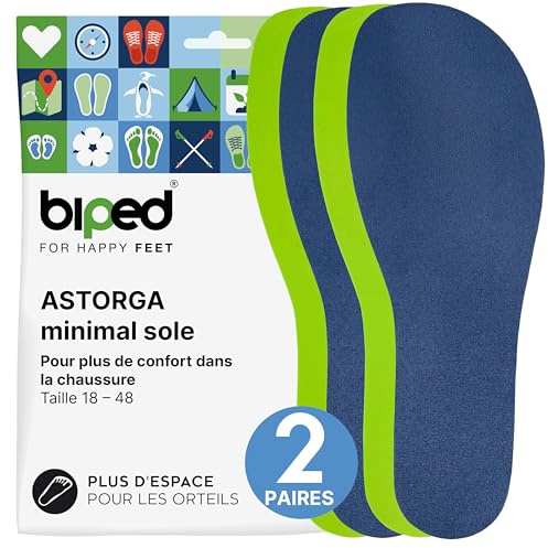 biped minimal sole ASTORGA - 2 pares de plantillas para zapatos minimalistas y descalzos - Plantillas de terciopelo suave y premium - Plantillas descalzas para adultos y niños(46)