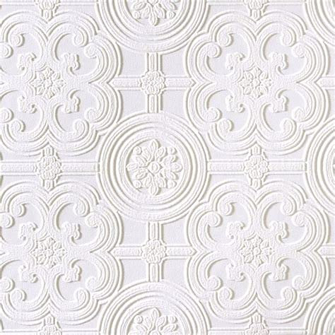 Anaglypta Textured Wallpaper - 3D Surfaces Embossing, Floral Pattern, Vintage Ornaments, Paintable, Baroque Style, White
