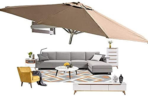 BNCXMO Parasol Umbrella Indoor Wall-Mounted Umbrella, Living Room, Dining Room Furniture Decor, Heavy-Duty Large Protective Cover with Zipper, 8.2ft Khaki
