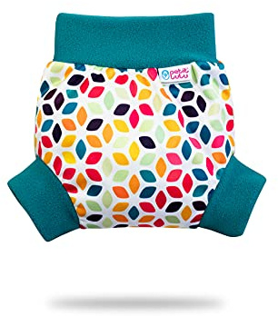 Petit Lulu dra upp tyg blöja | Storlek M | Tvättbar blöjwrap | återanvändbara tygblöjor | Tillverkad i Europa (blommiga kuber)