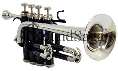 Sound Saga Piccolo Trompete BB Tonhöhe, Premium-Qualität, inkl. Mundstück und Tragetasche, Schwarz
