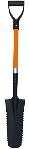 Ashman Short Handle Drain Spade Teeth Shovel (1 Pack), Sharp Shooter Shovel, Trenching Spade, Drainage Spade - Perfect Razor Blade Trenching Shovel D-Grip for Digging and Trenching and Transplanting.