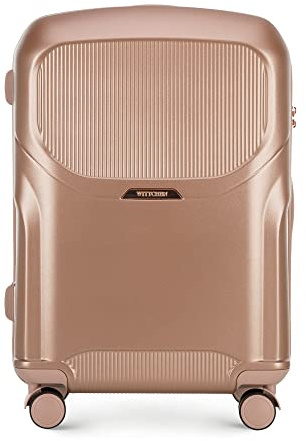 WITTCHEN Stilvoller Mittelgroßer Koffer Reisekoffer Trolley Mittlerer Koffer Strapazierfähigem Polycarbonat Trolley 4 Doppel-Lenkrollen TSA Zahlenschloss 3,8 kg 65 L Größe M Gedämpftes Altrosa
