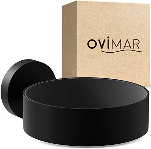 ovimar Haartrocknerhalter Kvitoya | Edelstahl | schwarz matt | mit Wandmontage zum Bohren | mit Fönpolsterung | zum Bohren | Föhn Halterung im Badezimmer | | perfektes Bad Zubehör