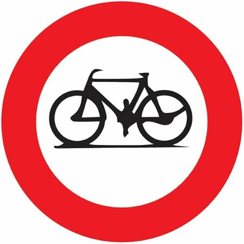 CARTELLO IN LAMIERA SCATOLATA DISCO diametro 60 cm - Divieto di transito alle biciclette - SEGNALE CATARIFRAGENTE CON CAVALLETTO (CARTELLO CLASSE 1)