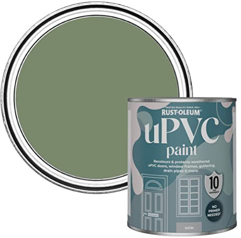 Rust-Oleum Green uPVC Door and Window Paint In Satin Finish - All Green 750ml