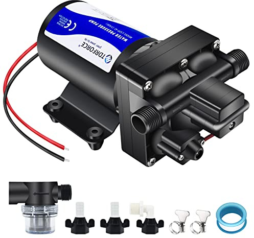 TDRFORCE 12V DC RV Fresh Water Pump 5 GPM Pressure Increase Booster Pump 70 PSI Transfer Pump Self Priming on Demand Water Pump Diaphragm Pump Washdown Pump for Boats Inline Water Pump…