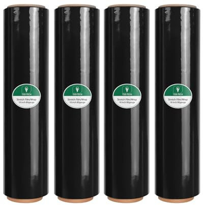 YXX-TECH Black Stretch Film/Wrapping Paper Thickness, 18 Inch 1500 Feet Plastic wrap roll,Industrial Strength, Heavy Duty Shrink Wrap idea for Moving, Shipping, and Pallet Packing