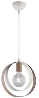 LEOLUX Cerchio Tortora – Lampadario a Sospensione da Interno – Design con Fasce Aperte Anti-Dispersione – Attacco E27 – Diametro 30 cm – Illuminazione Moderna
