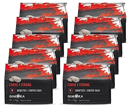 Gimoka - Café en Dosettes Souples - 180 Capsules - Goût STRONG - Intensité 12 - Fabriqué en Italie - 10 Paquets De 18 Compatibles avec les Machines Senseo