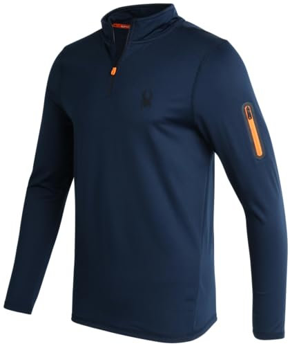 Spyder Herren-Sweatshirt mit Stehkragen – 1/4-Reißverschluss, athletische Leistung, Viertelreißverschluss, langärmelig, Workout-Shirts für Herren, Dusty Navy, Klein