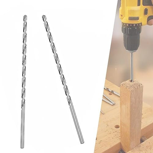 2 PCS 200MM x 4MM Extra Long Hss Drill Bit Set,Twist Drill Bits Straight Shank Tool Drill Bit (4MM)