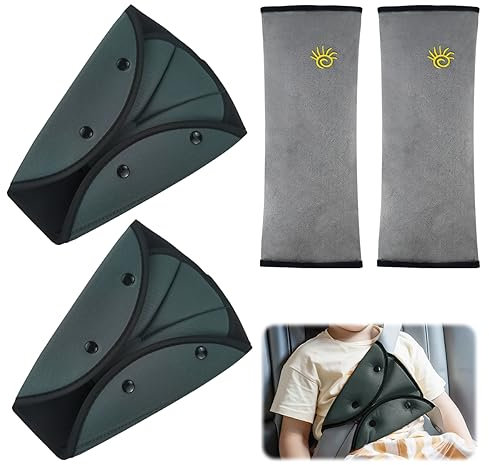 4 Stück Gurtpolster Kinder und Schulterpolster set, Gurtpolster Auto Erwachsene, Autogurt Polster, Sicherheitsgurt Polster, mit Schulterpolster, für Passagiere Schützen