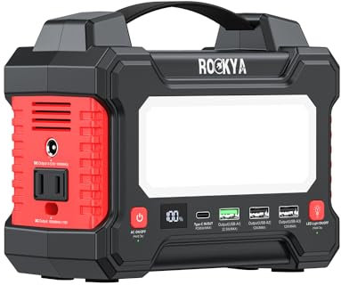 ROCKYA - Cargador portátil de 166.5 Wh para portátil de 150 W, batería de litio, estación de energía de reserva con toma de CA de 110 V y linterna (modo SOS) para cortes de emergencia en el hogar,