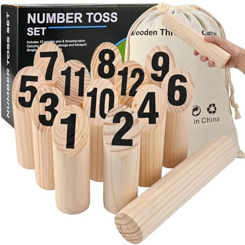 GOLDGE Kubb Wikingerspiel Zahlen Wikingerschach Wurf Spiel Kubb Spiel Holzspiel Wikinger Schach für Kinder Erwachsene Outdoor Spiele