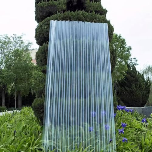 Copertura Tettoia Isolante,Fogli Pretagliati di Vetroresina,Pannelli da Tetto Trasparente Spesso 1,2mm,Lamiere Ondulate Antipioggia in FRP,per Posto Auto Coperto Serra (0.9x1.1m/35x43in)