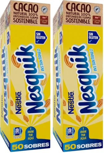 Nesquik cacao soluble instantáneo - 1 paquete x 50 sobres de 13,5 g - Total: 675 g (Paquete de 2)