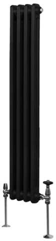 Radiateur Traditionnel à Double Colonne 1500 x 202 mm, Chauffage Moderne Vertical en Acier au Carbone Noir Mat, Cuisine Salon Salle de Bain [Brosse, Attaches Murales & Supports INCLUS]