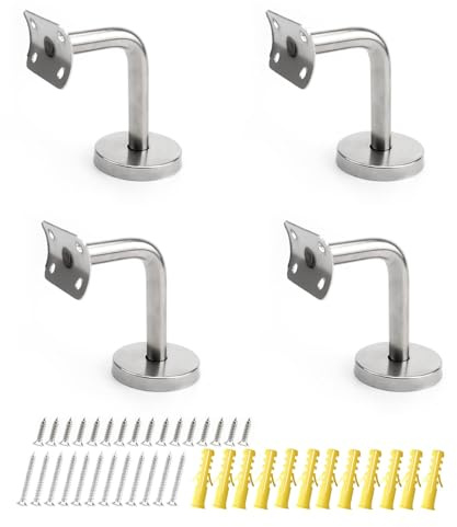 KLEHOPE Geländerhalterung, 4 Stück Handlaufhalter Edelstahl Handlauf Edelstahl Gewölbte Scheibe, Stabil Tragfähig, für Geländer, Leitplanken, Treppenhandläufe