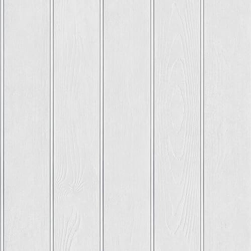 Beaded Wood Panel White Wallpaper - Modern Realistic Contemporary Trendy - Stylish Feature Wall