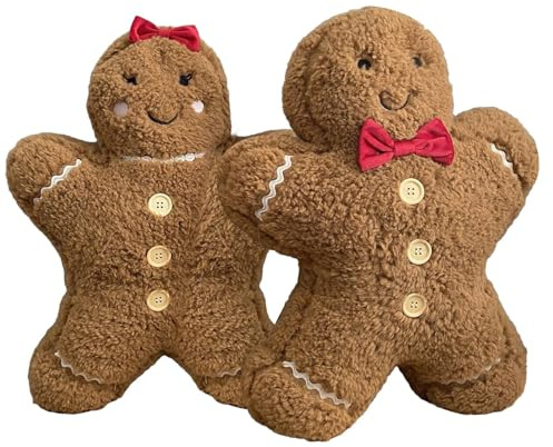 Eteslot 2pack Lebkuchenmann Kissen - Weihnachts Kissen, Lebkuchen Deko für Weihnachten, Feiertags-Überwurfkissen, Kreative Dekoration für Bett, Couch