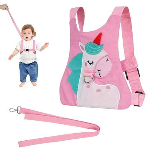 Baby Reins, Toddler Reins for Walking 1 Years, Pink Cute Horse Toddler Harness for Anti-Falls and Anti-Lost, Safety Toddler Harness, Baby Walking Harness for Toddlers Girls