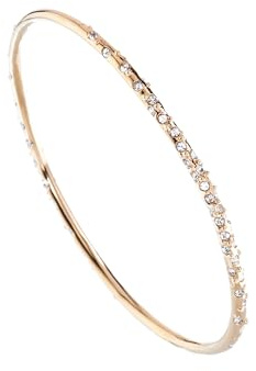 Karen Millen Crystal Sprinkle Bangle Bracelet For Women (Gold/Clear Crystal)