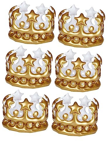 IMIKEYA 6St faschingskostüme karnevalskostüme Kindergeburtstag party sachen Ballonkrone Kronen Geburtstagskrone Requisite Festival aufblasbare Krone aufblasbare Geburtstagskrone PVC Golden