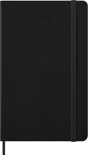 Moleskine Smart Planner 2026, 12 månaders veckovis digital dagbok, elastisk stängning, svart färg, stor storlek 13 x 21 cm