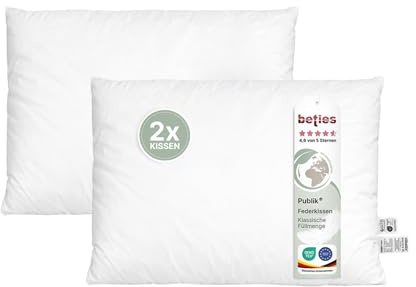 beties - Publik - 2erSet Feder Füllkissen 25x35 cm – 220 g Enten- & Gänsefedern – Mini Innenkissen Inlett & Kissenfüllung – waschbares Baumwoll-Inlett – Dekokissen, Autokissen & Trau-/Ringkissen
