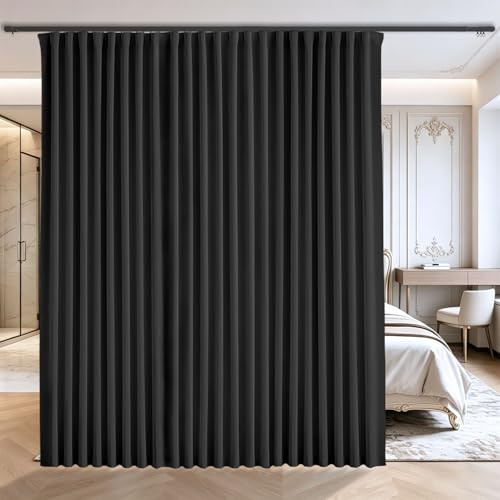Grichril Raumteiler-Vorhänge für Deckenschienensystem oder Stange, schalldichte Raumtrenner, extra breit, Verdunkelung, Privatsphäre vom Boden bis zur Decke mit Haken für Wand-Deckenmontage, Schiene