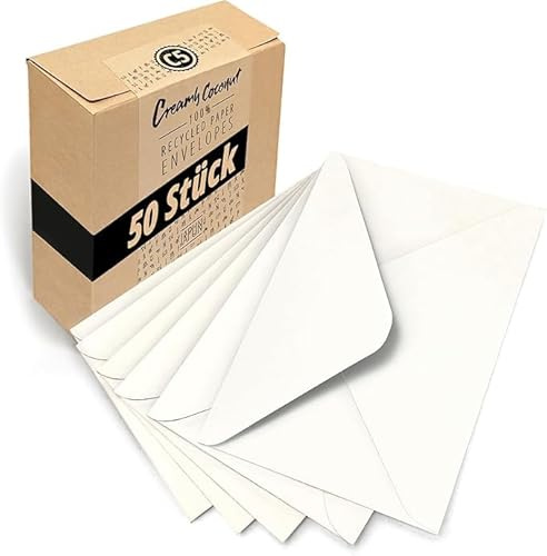 Japun – Briefumschläge (50 Stück) aus Papier, Kuvert, Umschlag ohne Fenster - DIN C5-220 x 156 mm - weiß