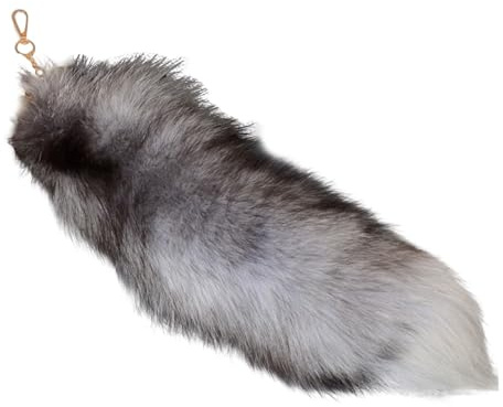 1 Stück Fuchsschwanz Anhänger Etwa 40Cm, Fox Tail White, Therian Tail Keychain Extra Groß, Schlüsselketten Schlüsselring Tasche Zusätze Auto Anhänger Weich Flaumig Dicht Dekoration(Gold) (C)