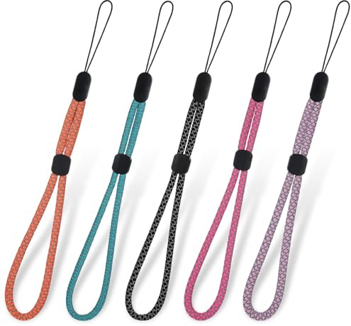 Alrhso 5 Stück Handschlaufe Adjustabe Nylon Handy Lanyard Universal Kurze Handgelenkschlaufen für Handy Kamera USB-Stick Schlüssel (Multicolor)