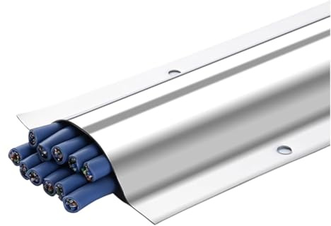 Stainless Steel Curved Ground Trunking,Cable Covers,1 M Long Wire Channels To Hide Wires Floor Wall Cables Management Kit for Power Telephone Line(W 5.3cm/2.1in)