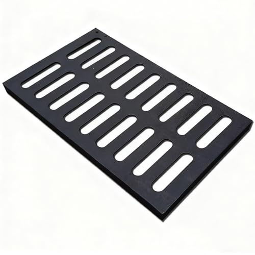 BJSXHZYGT Grille Caniveau Encastrée en Fonte Ductile pour L'extérieur, Vidange Couvercle de Regard avec Nervures de Renfort, Plaque Egout pour Allée, Cour et Trottoir(30 * 50 * 3cm/12 * 20 * 1in)