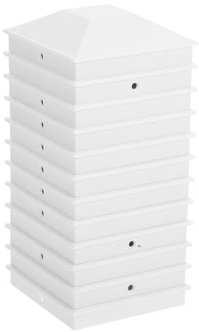 OUNONA 12pcs White Xin Plastic Pyramid Post Caps with Screws Weather-Resistant Fence Column Covers for Wood Vinyl Composite Decking Outdoor Fence Post Toppers for Garden and Porch