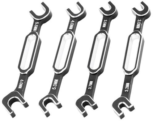 Bediffer RC Car Repair Wrenches Lightweight Aluminum Alloy Turnbuckle Nut Remover for Maintenance Spanner for RC Vehicle Drift Cars RVs 4PCS (Black)